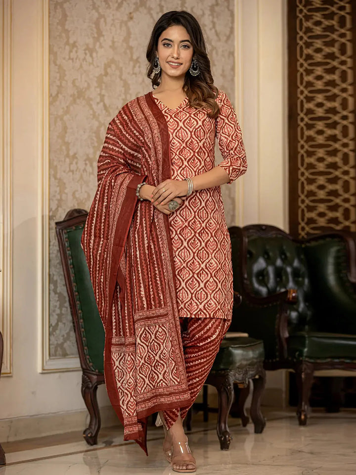 Rust-Cotton-Ethnic-Motifs-Straight-3-Piece-Kurta-Set