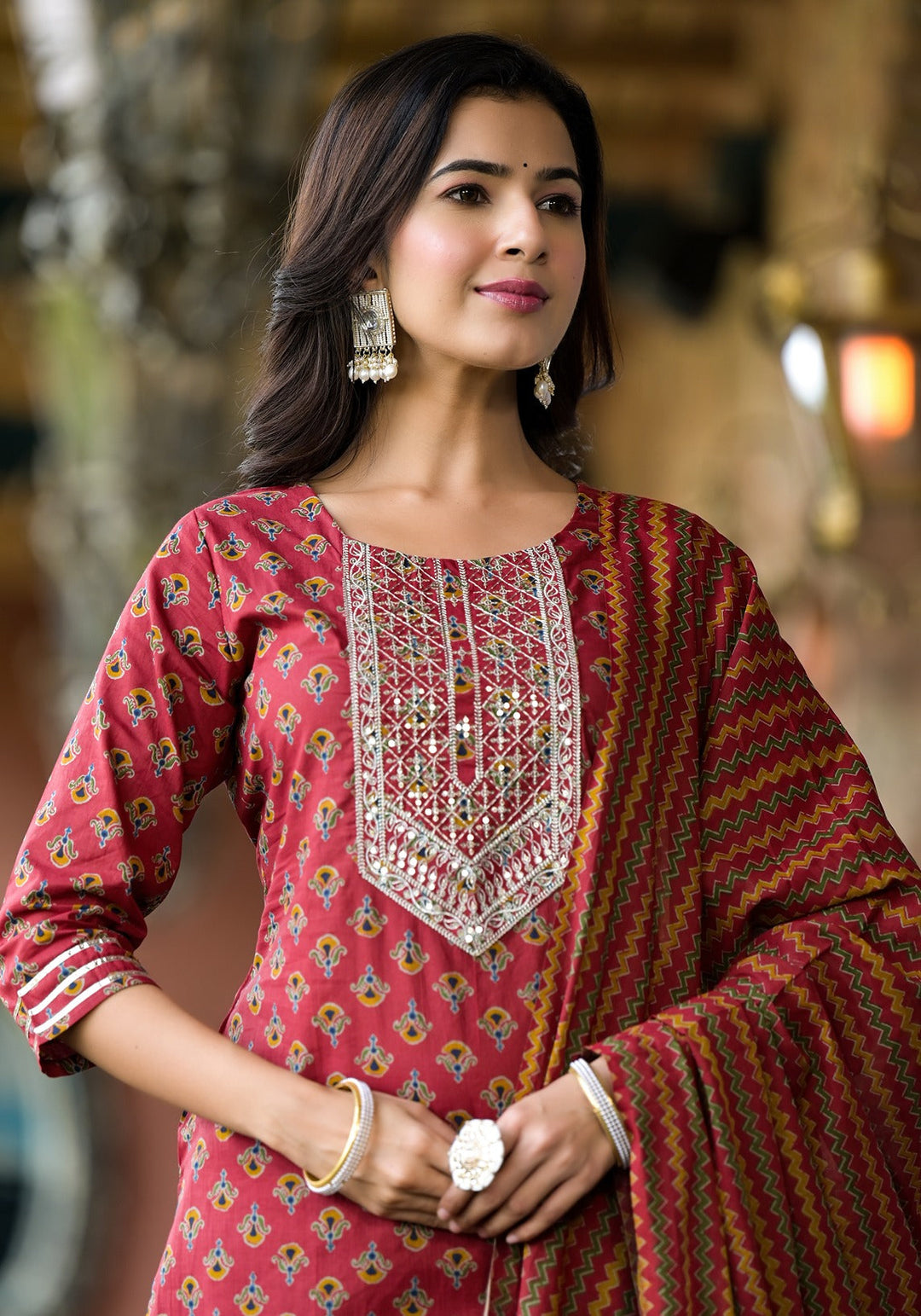 Rust-Cotton-Floral-Sequins-Work-Sharara-Set