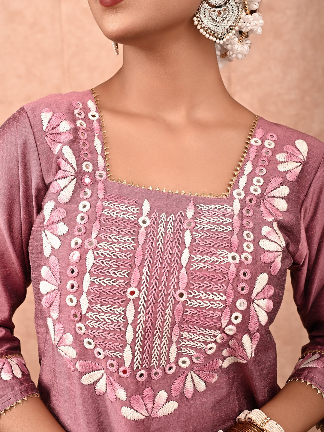 ZERESOUQ-Rustic-Rose-Soha-Cotton-Silk-Kurta-Set-(Set-Of-2)