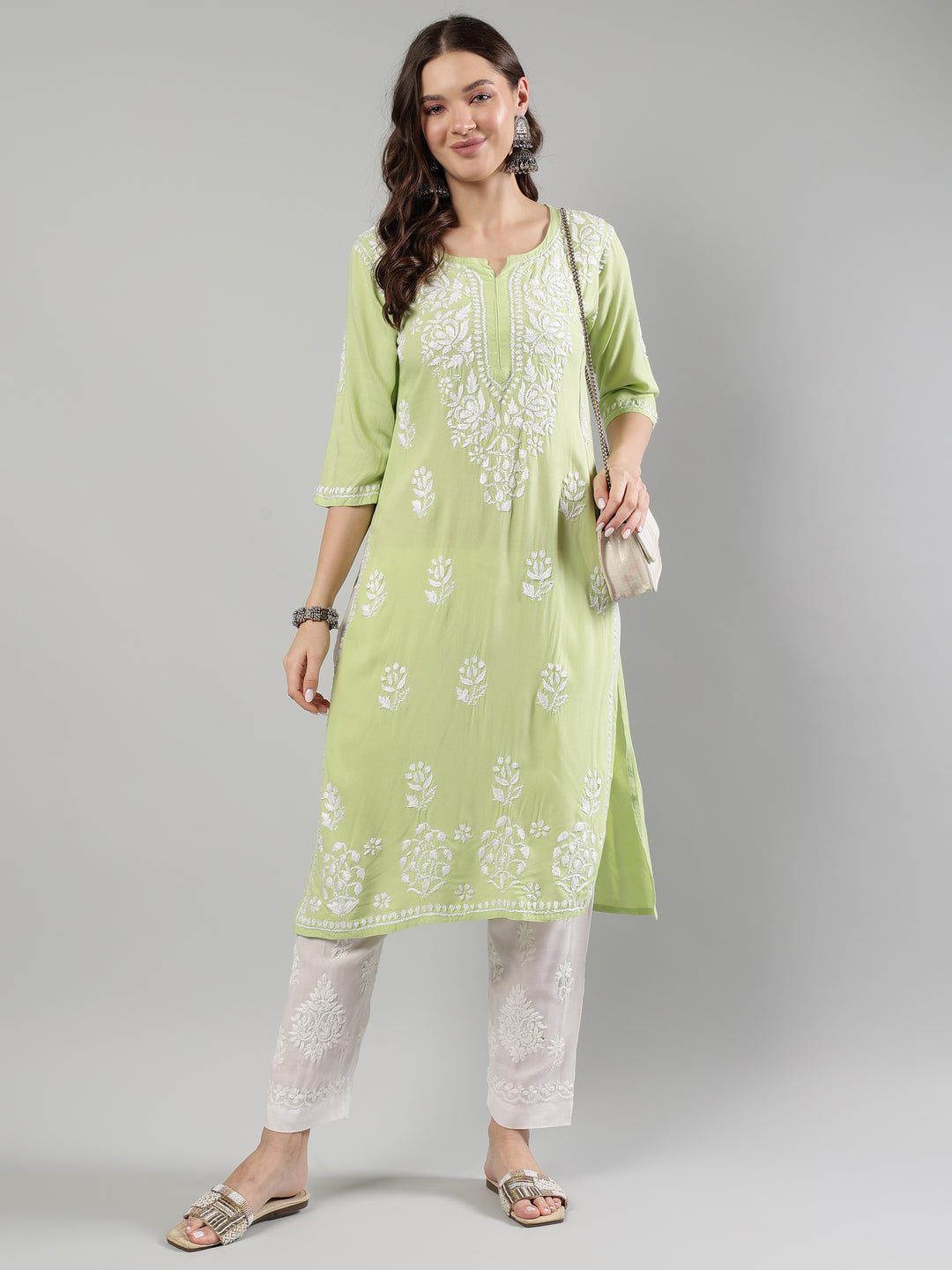 Green-Rayon-Embroidered-Kurta