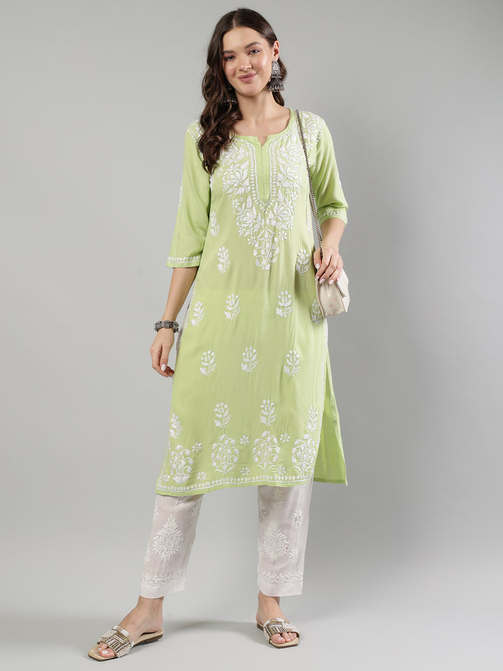 Green-Rayon-Embroidered-Kurta
