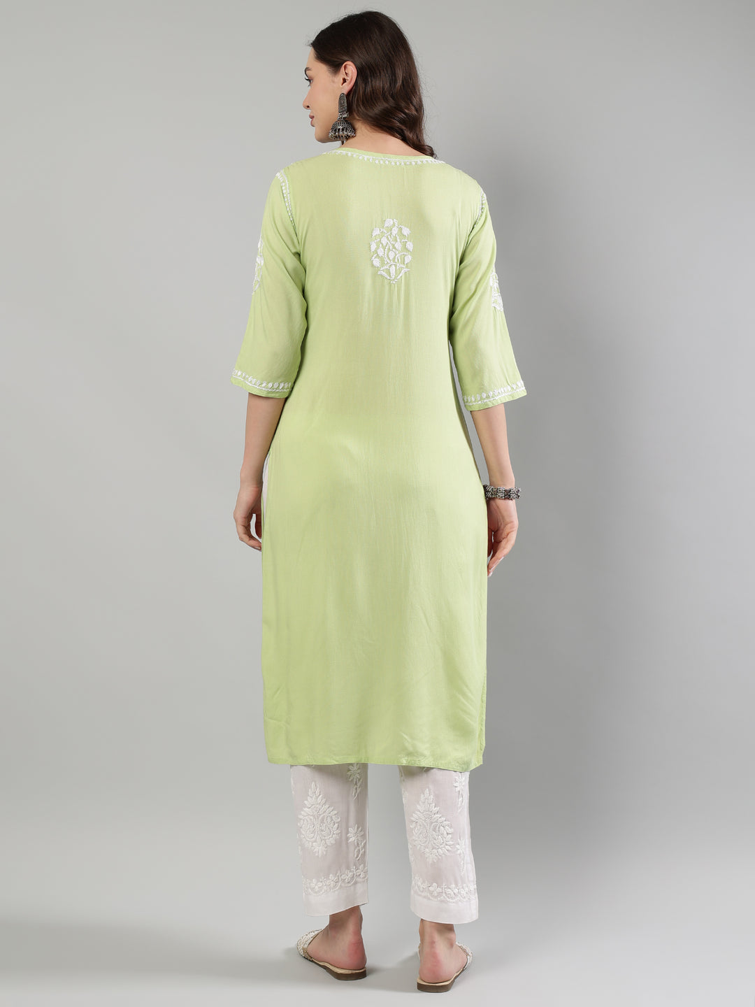 Green-Rayon-Embroidered-Kurta
