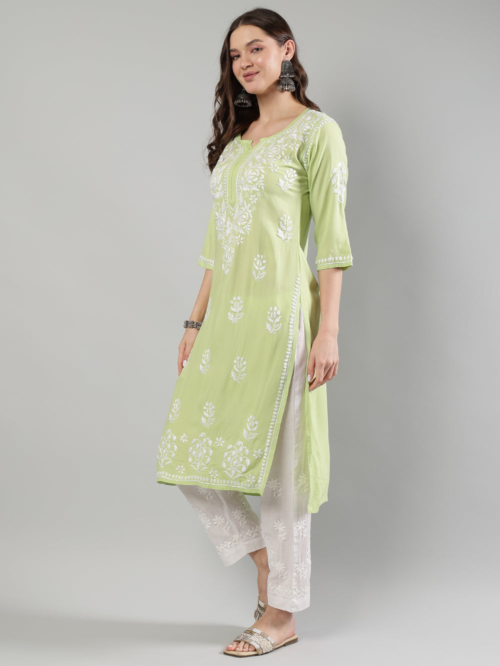 Green-Rayon-Embroidered-Kurta