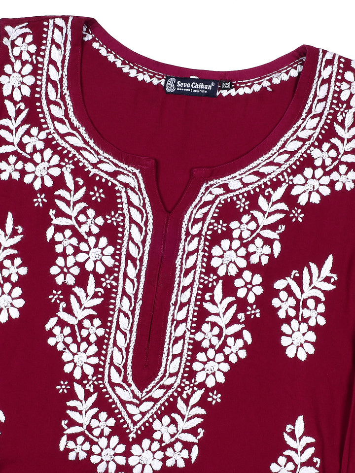 Purple Rayon Lucknowi Chikankari Kurta