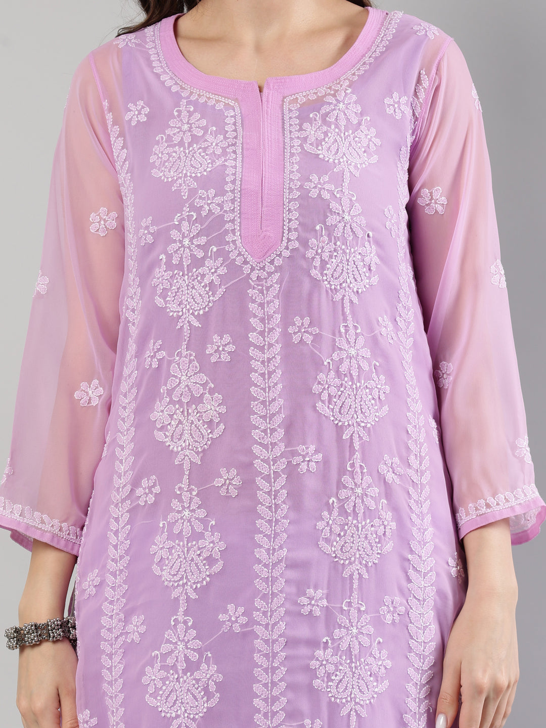 Mauve-Georgette-Lucknowi-Chikankari-Kurta-With-Slip