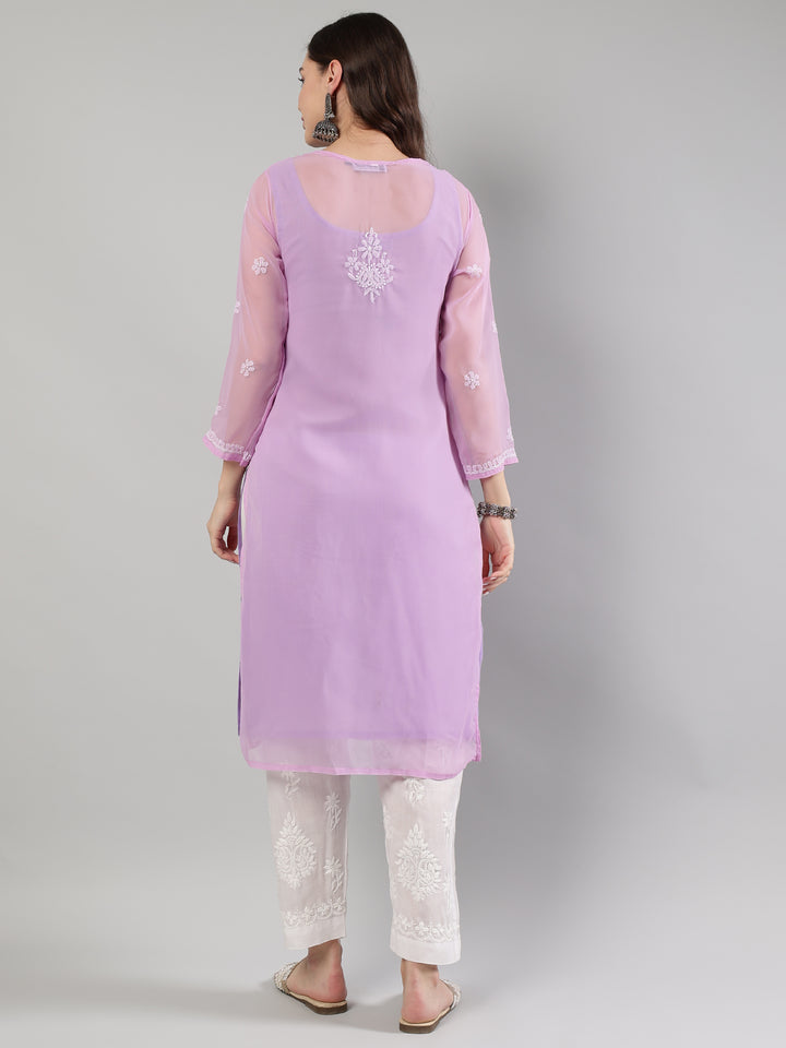 Mauve-Georgette-Lucknowi-Chikankari-Kurta-With-Slip