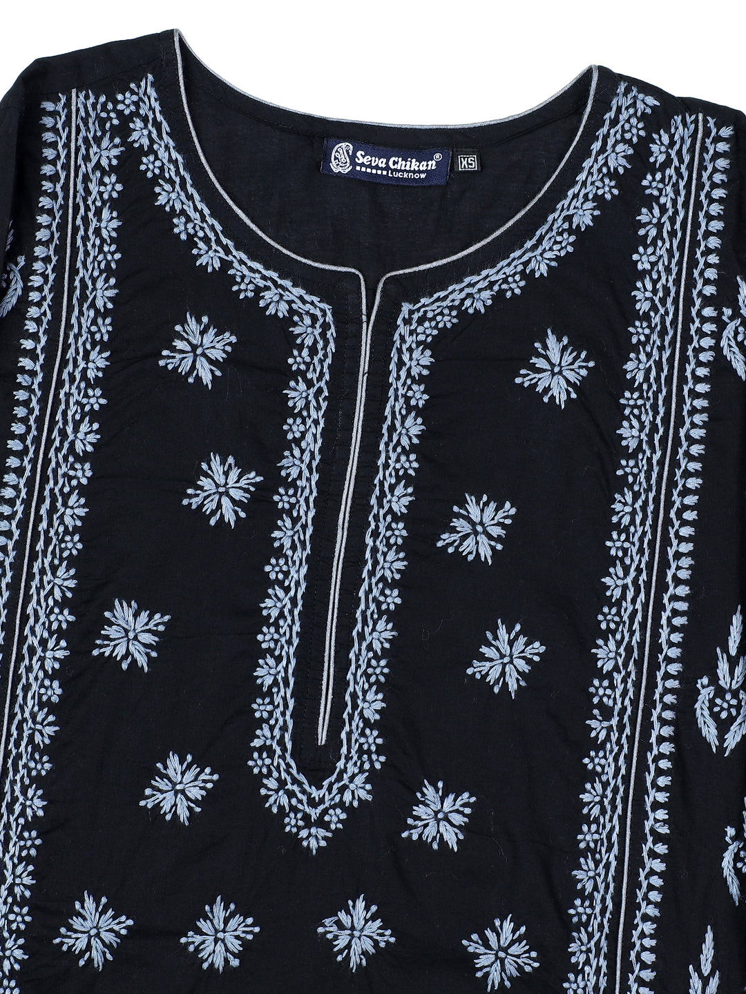 Black& Grey Cotton Lucknowi Chikankari Kurta