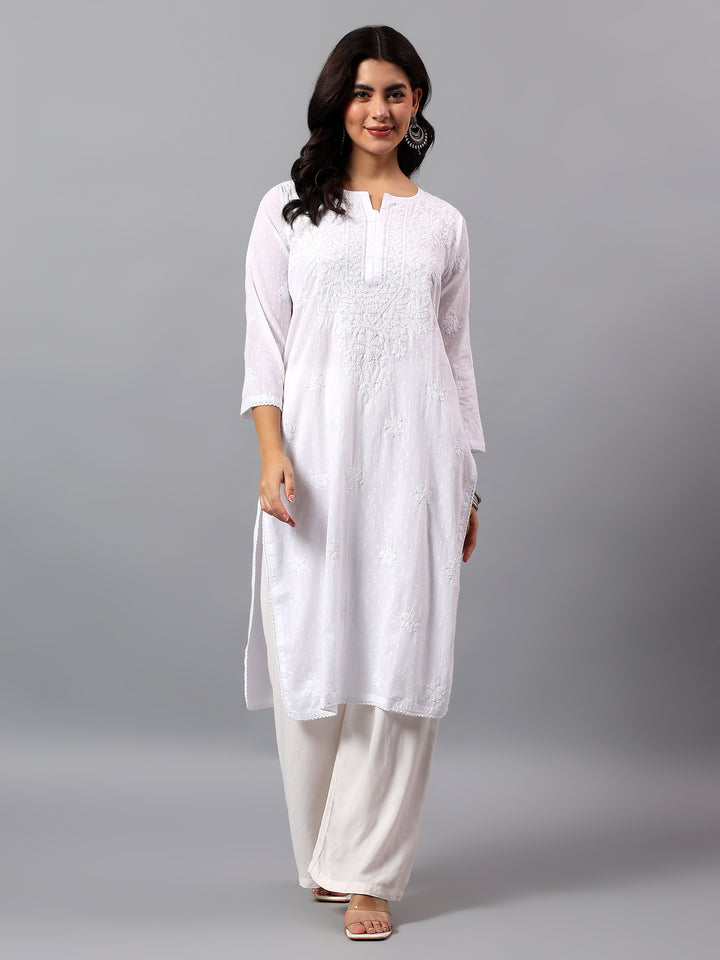 White Cotton Lucknowi Chikankari Kurta