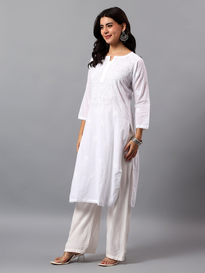 White Cotton Lucknowi Chikankari Kurta