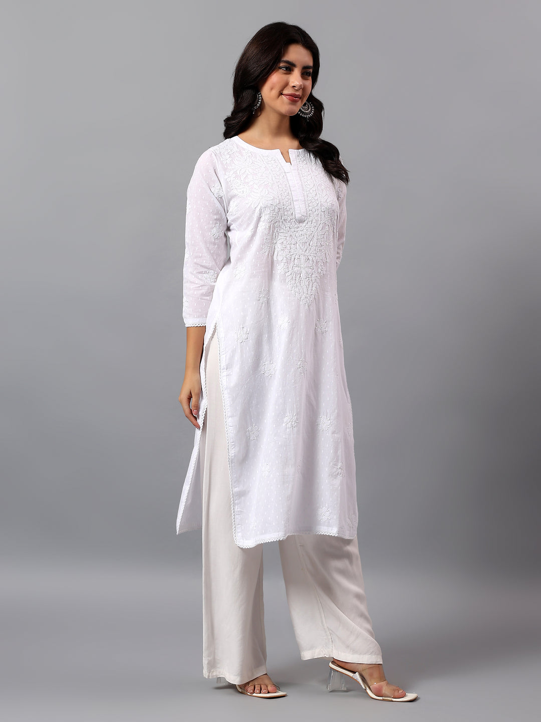 White Cotton Lucknowi Chikankari Kurta