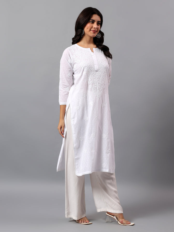White Cotton Lucknowi Chikankari Kurta