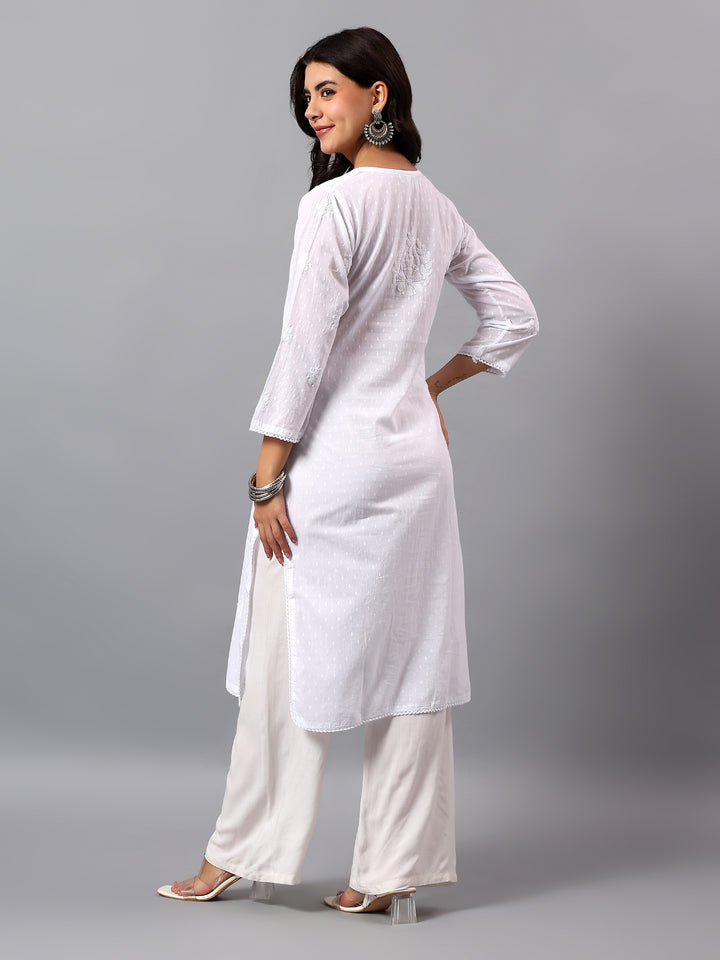 White Cotton Lucknowi Chikankari Kurta