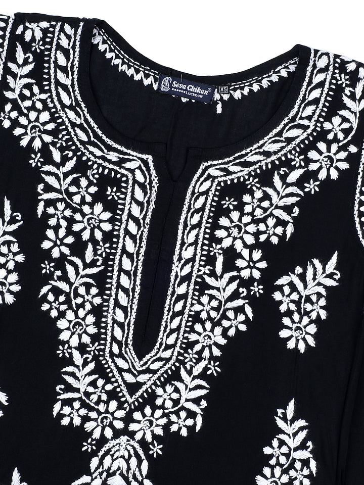Black Rayon Lucknowi Chikankari Kurta