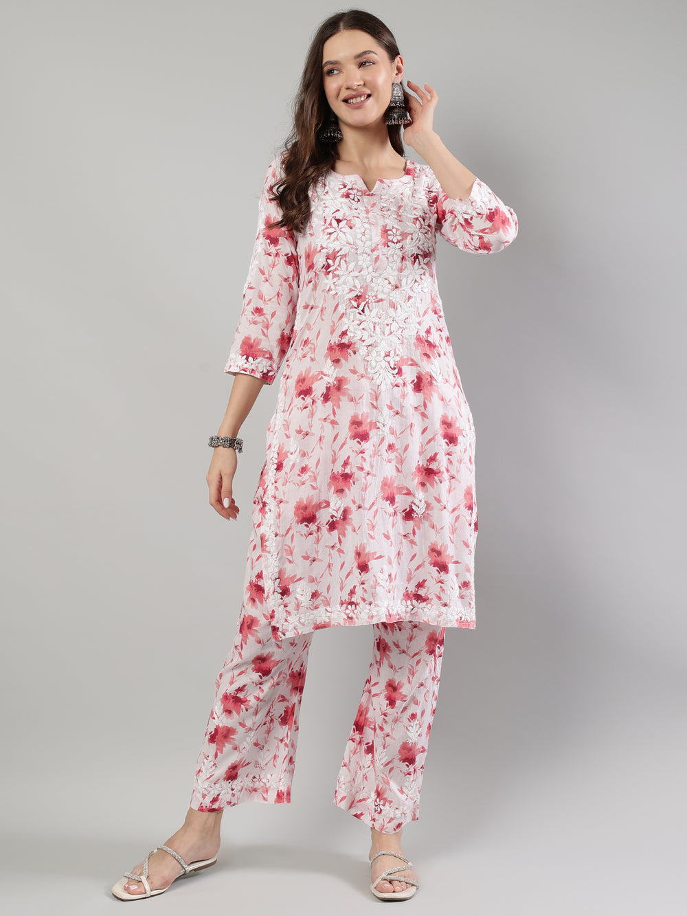 White-Cotton-Lucknowi-Chikankari-Kurta-Set