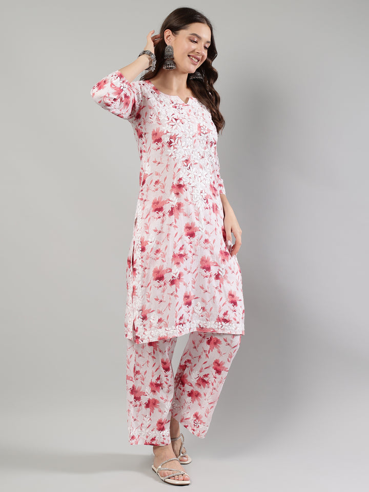 White-Cotton-Lucknowi-Chikankari-Kurta-Set