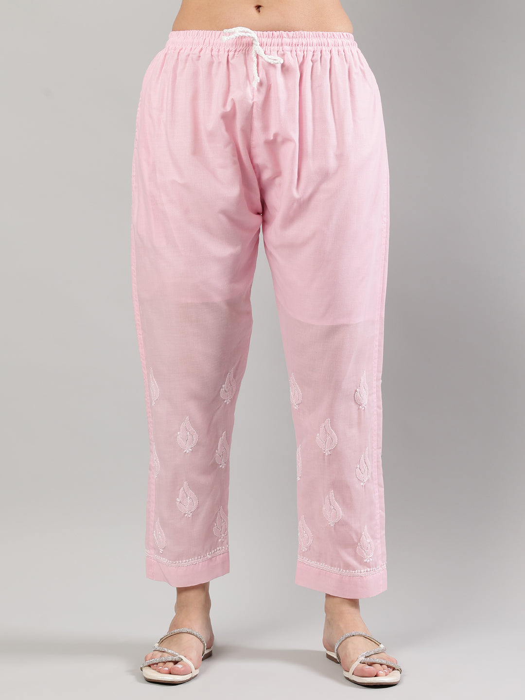 Pink-Cotton-Embroidered-Lucknowi-Chikankari-Kurta-Set