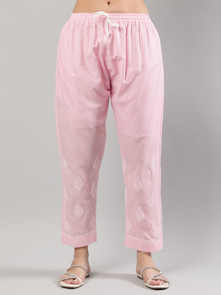 Pink-Cotton-Embroidered-Lucknowi-Chikankari-Kurta-Set