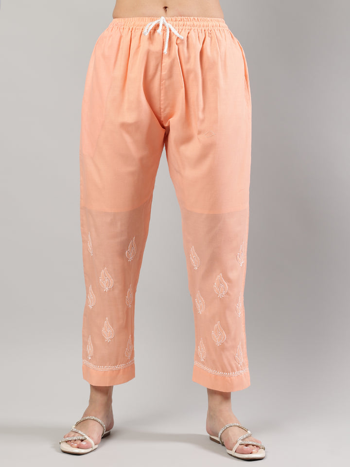 Peach-Cotton-Chikankari-Kurta-Set