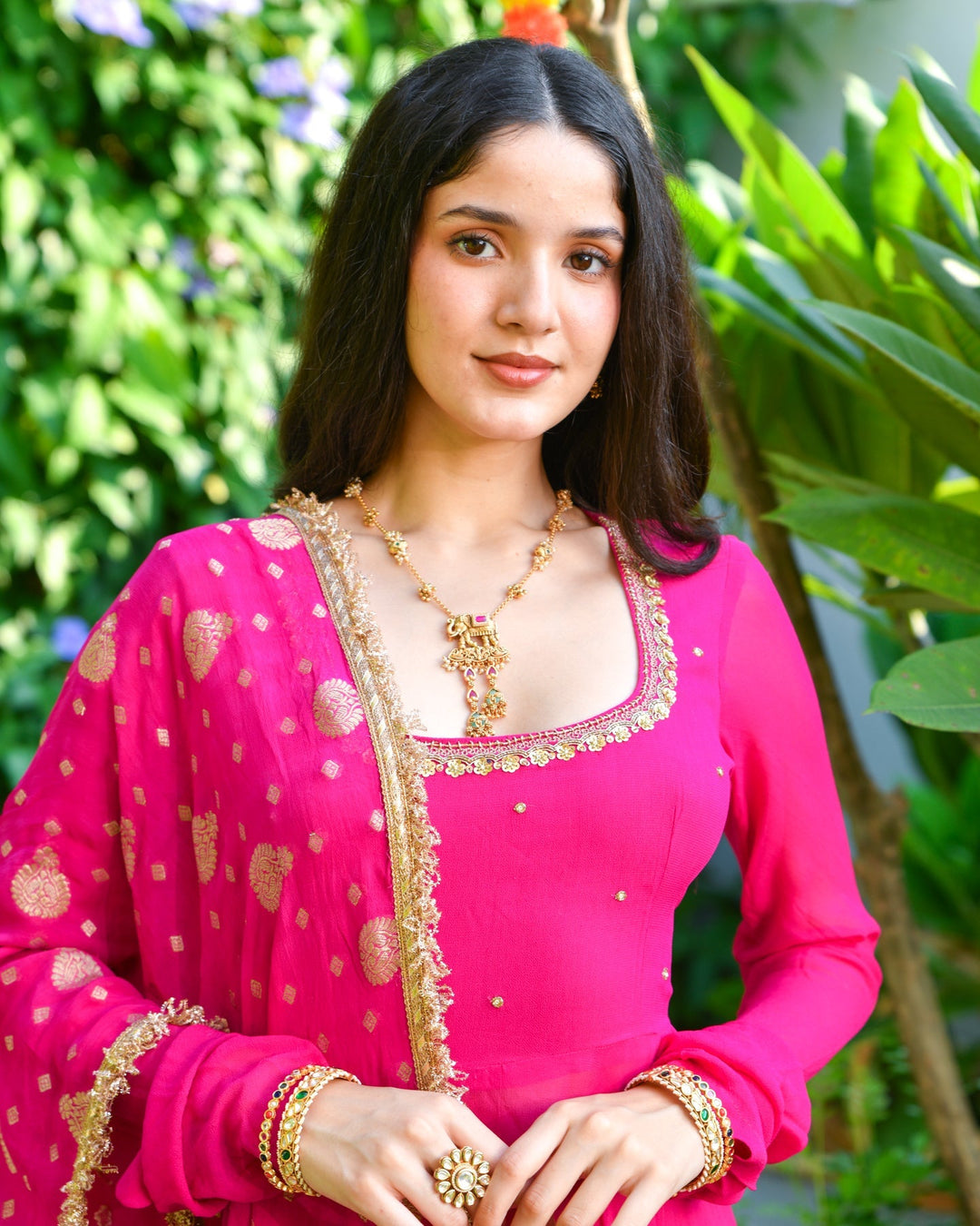 Pink-Embroidered-Georgette-3-Piece-Kurta-Set