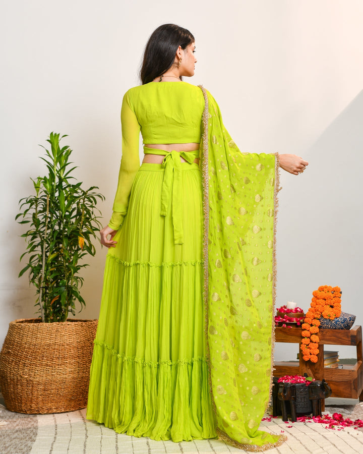 Fluorescent Anarkali Lehenga Set