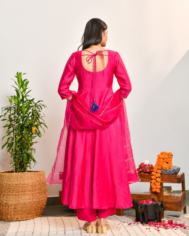 Pink Anarkali 3-Piece Set