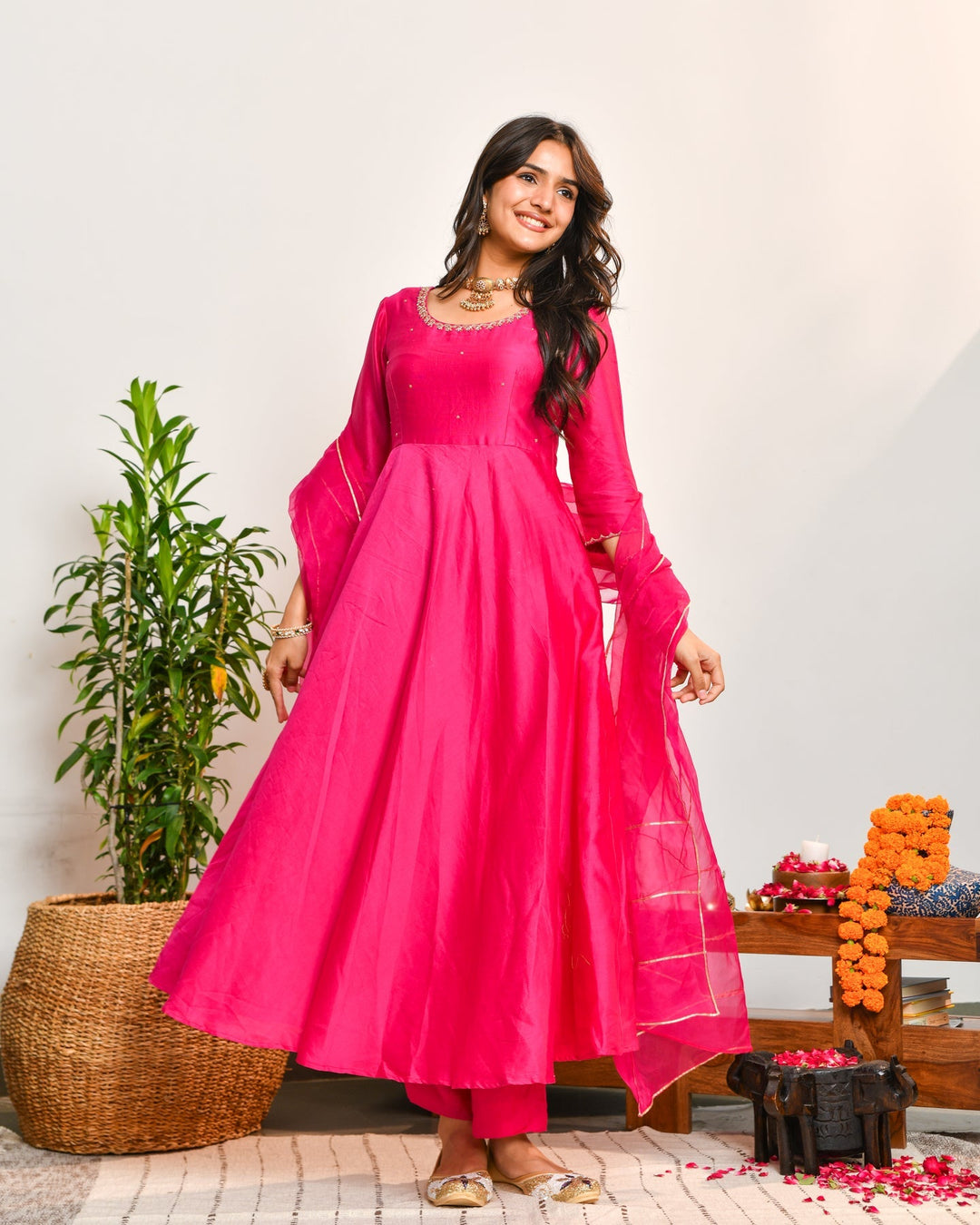 Pink Anarkali 3-Piece Set