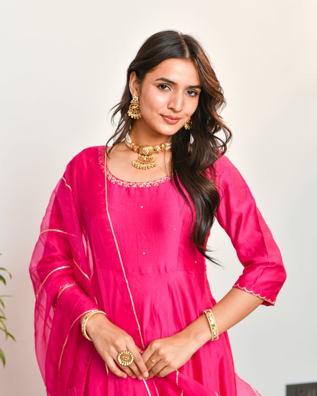Pink Anarkali 3-Piece Set