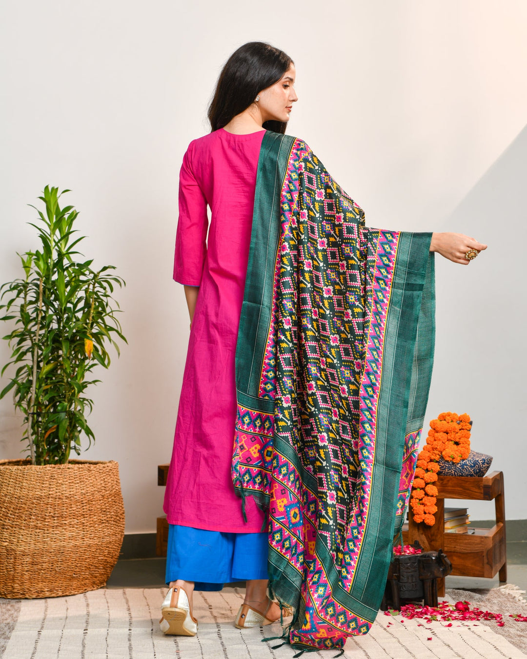 Pink-Blue-Color-Block-3-Piece-Kurta-Set