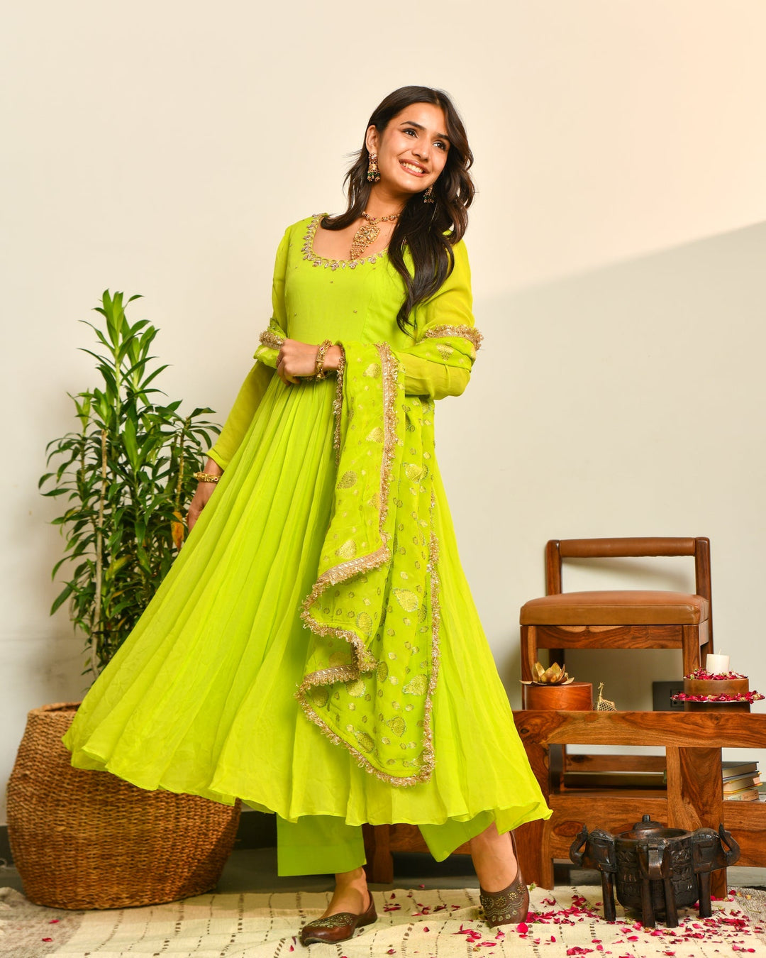 Fluorescent Viscose Anarkali Suit