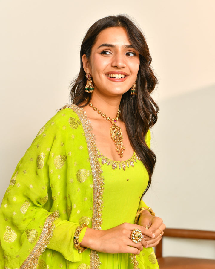 Fluorescent Viscose Anarkali Suit