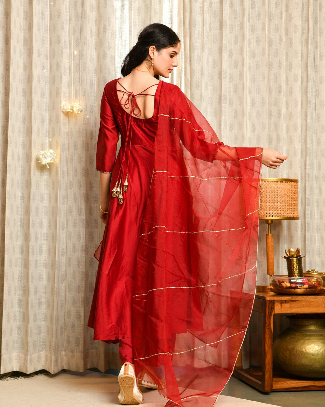 Maroon Anarkali 3-Piece Set