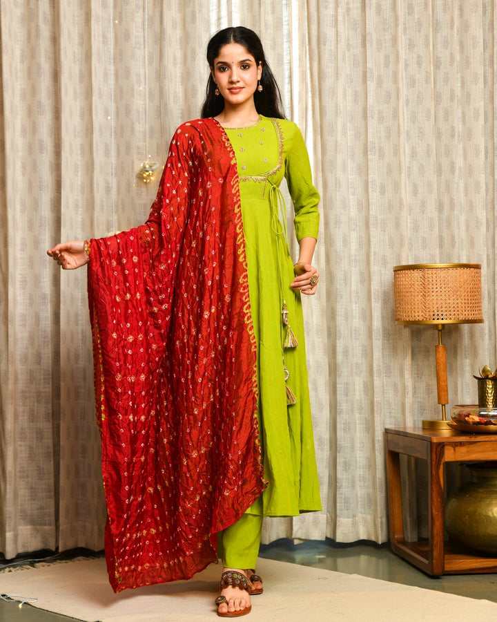 Green-Rayon-Anarkali-3-Piece-Set