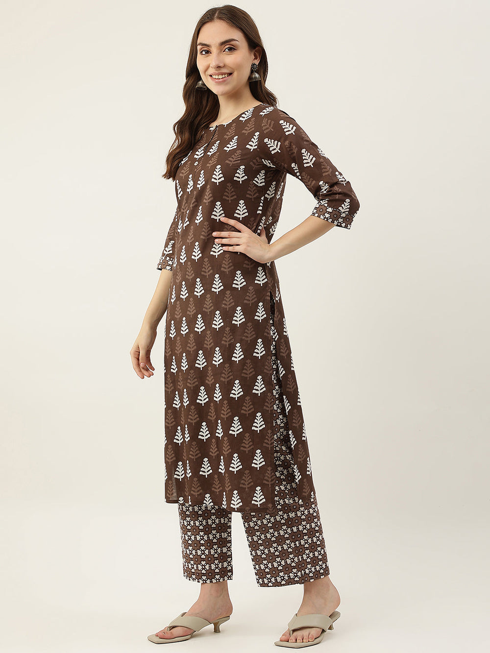 Brown-Straight-Cotton-3-Piece-Kurta-Set