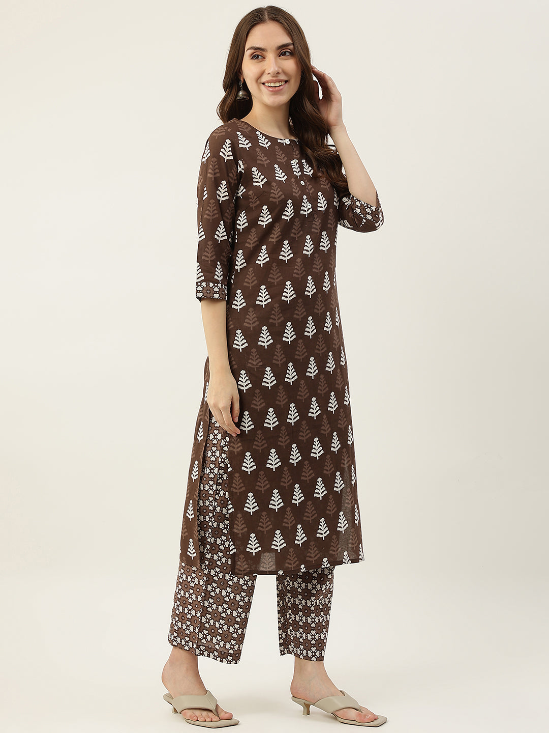 Brown-Straight-Cotton-3-Piece-Kurta-Set