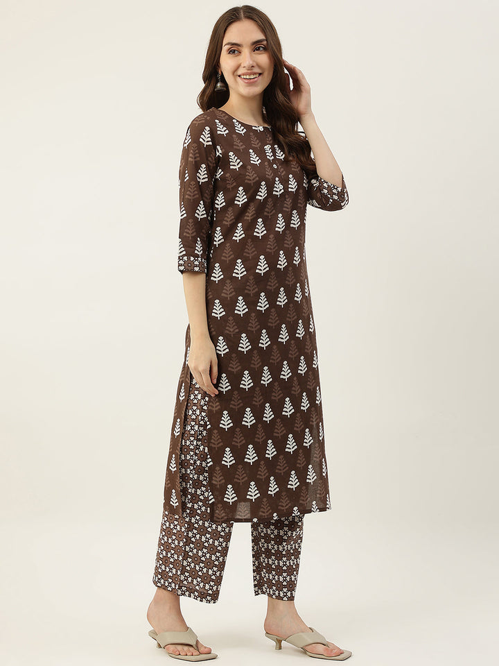 Brown-Straight-Cotton-3-Piece-Kurta-Set