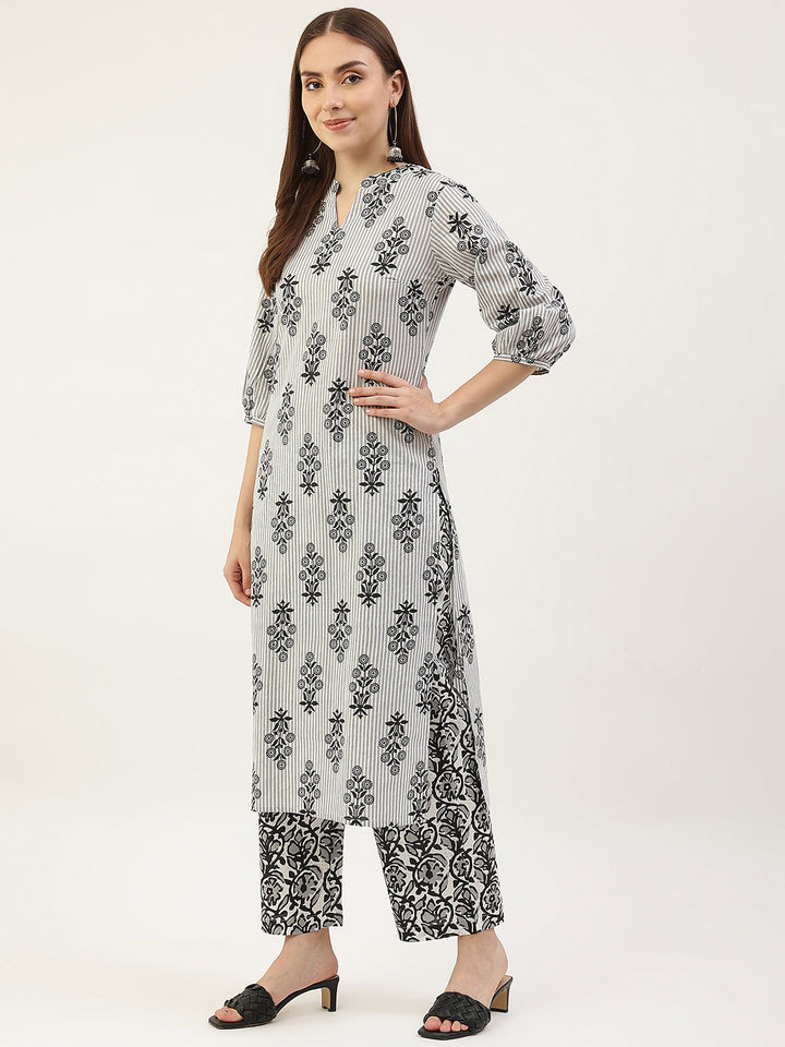 White-&-Black-Pure-Cotton-3-Piece-Kurta-Set
