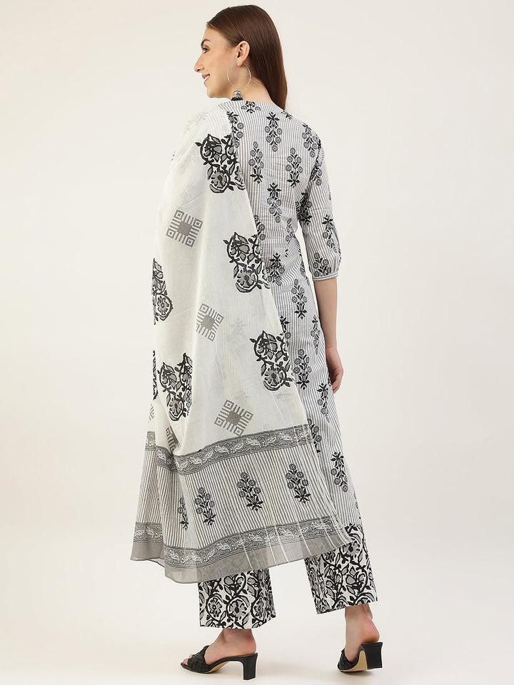 White-&-Black-Pure-Cotton-3-Piece-Kurta-Set
