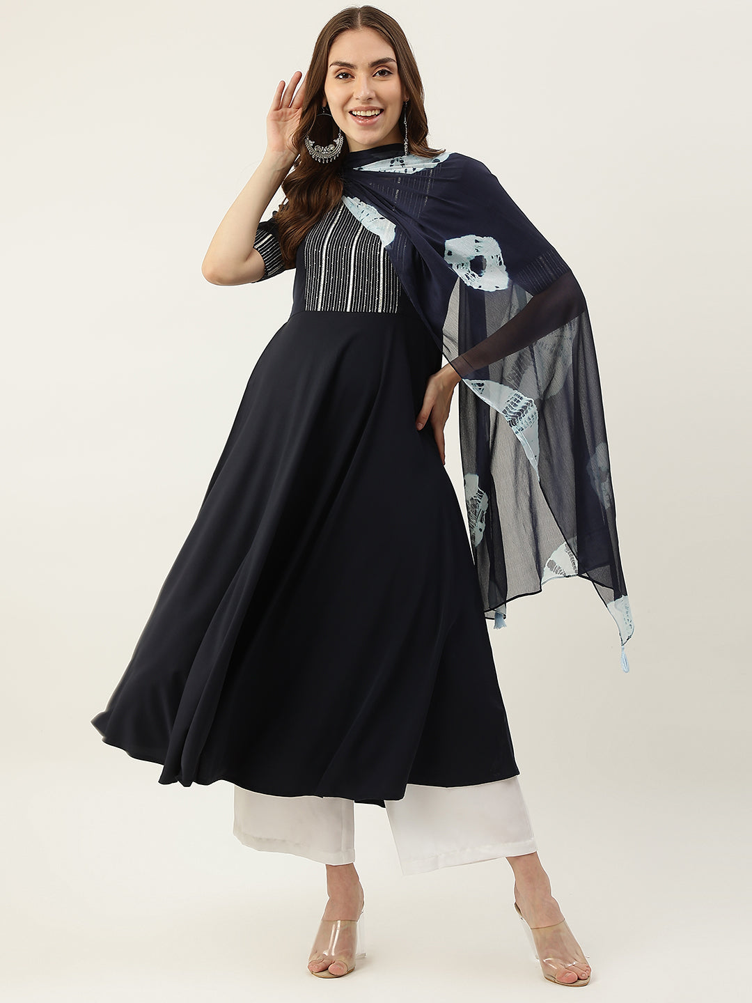 Teal-Blue-Poly-Crepe-Straight-Kurta-&-Dupatta-ONLY