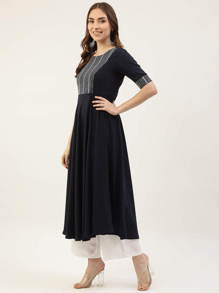 Teal-Blue-Poly-Crepe-Straight-Kurta-&-Dupatta-ONLY
