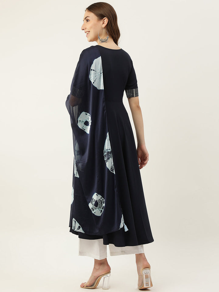 Teal-Blue-Poly-Crepe-Straight-Kurta-&-Dupatta-ONLY