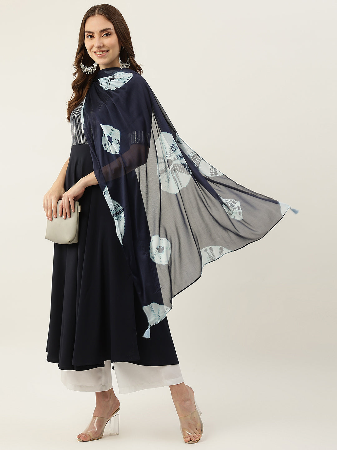 Teal-Blue-Poly-Crepe-Straight-Kurta-&-Dupatta-ONLY