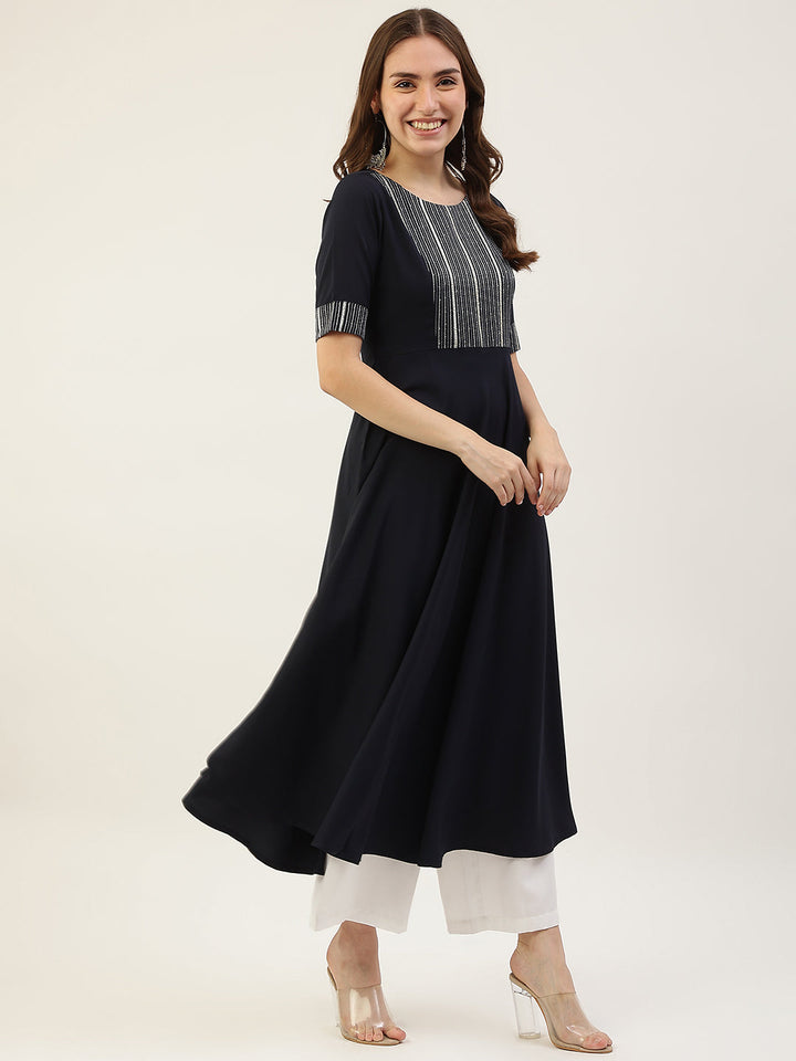 Teal-Blue-Poly-Crepe-Straight-Kurta-&-Dupatta-ONLY