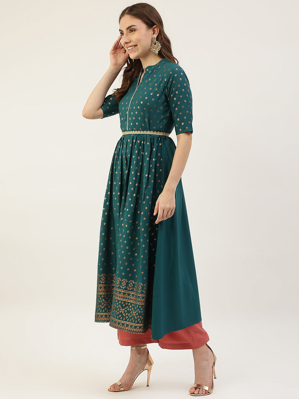 Sea-Green-Poly-Crepe-Kurta-With-Dupatta-ONLY