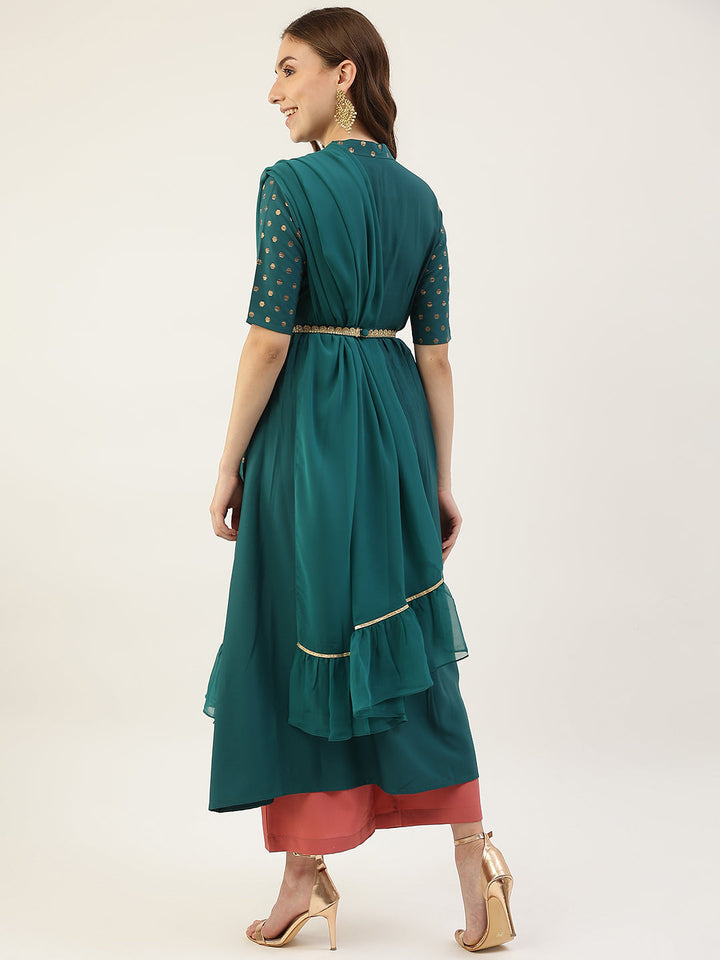 Sea-Green-Poly-Crepe-Kurta-With-Dupatta-ONLY