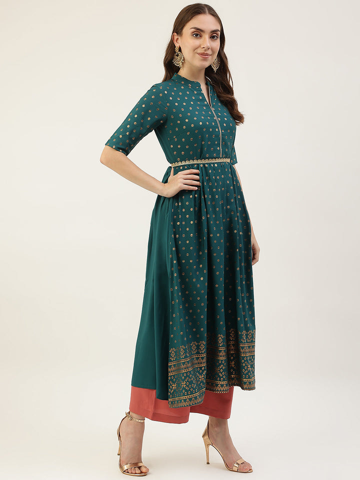 Sea-Green-Poly-Crepe-Kurta-With-Dupatta-ONLY