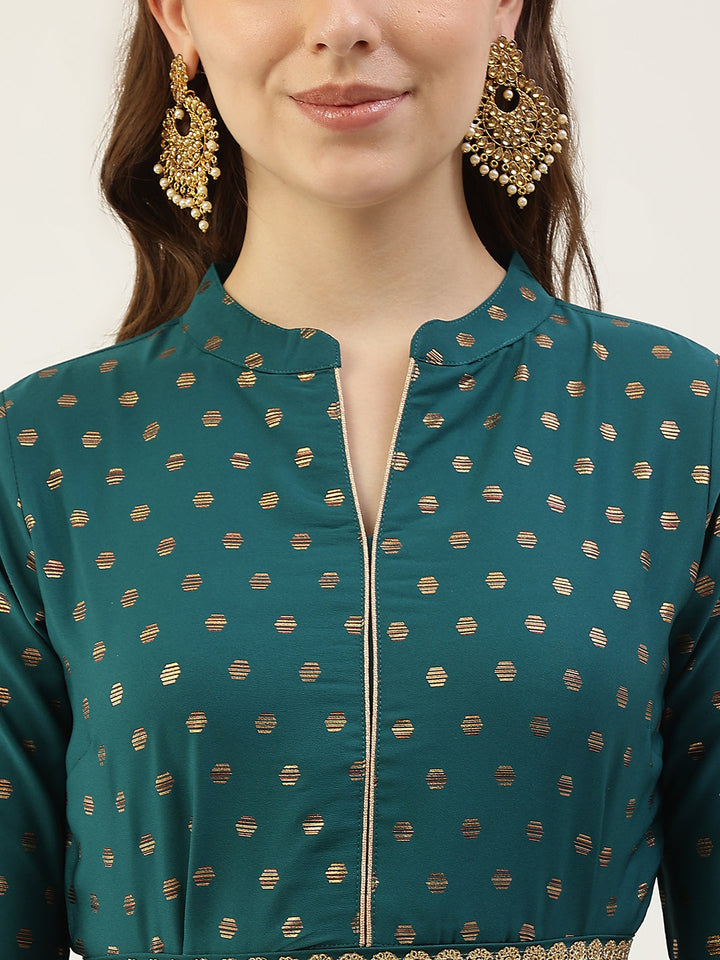 Sea-Green-Poly-Crepe-Kurta-With-Dupatta-ONLY