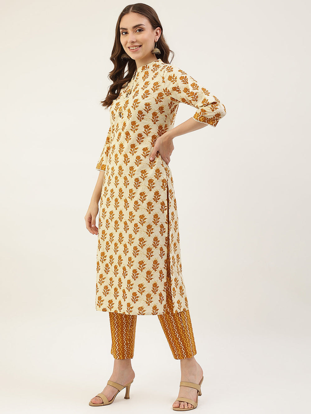 Yellow-Cotton-Straight-3-Piece-Kurta-Set