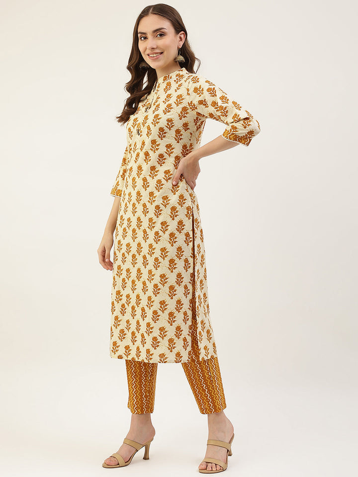 Yellow-Cotton-Straight-3-Piece-Kurta-Set