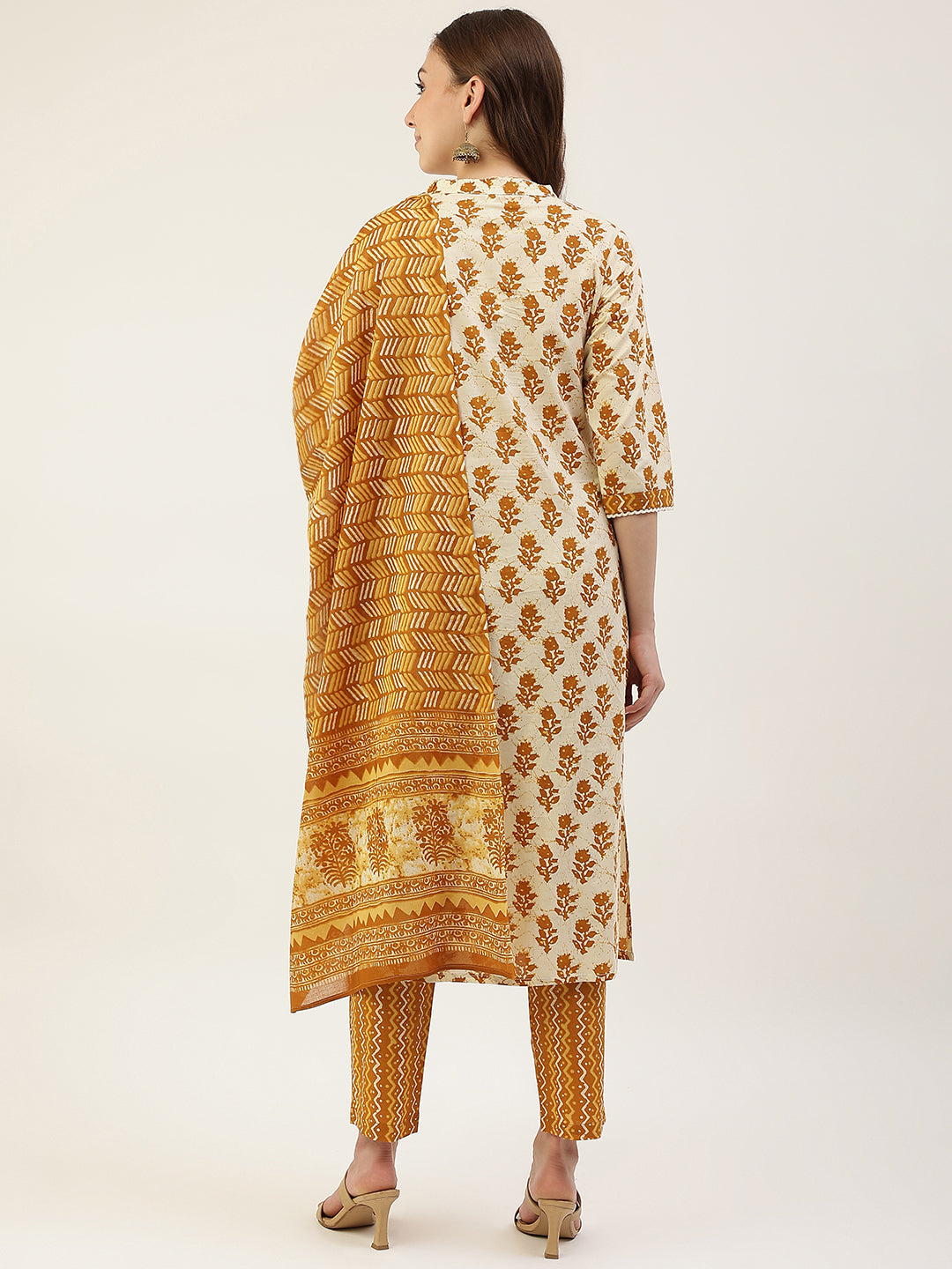 Yellow-Cotton-Straight-3-Piece-Kurta-Set