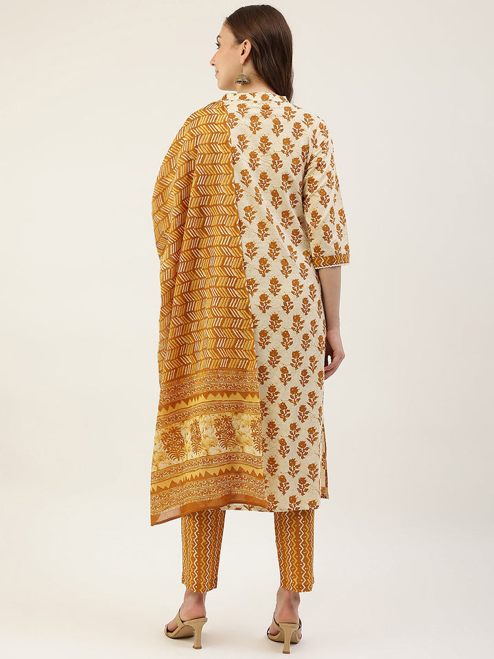 Yellow-Cotton-Straight-3-Piece-Kurta-Set